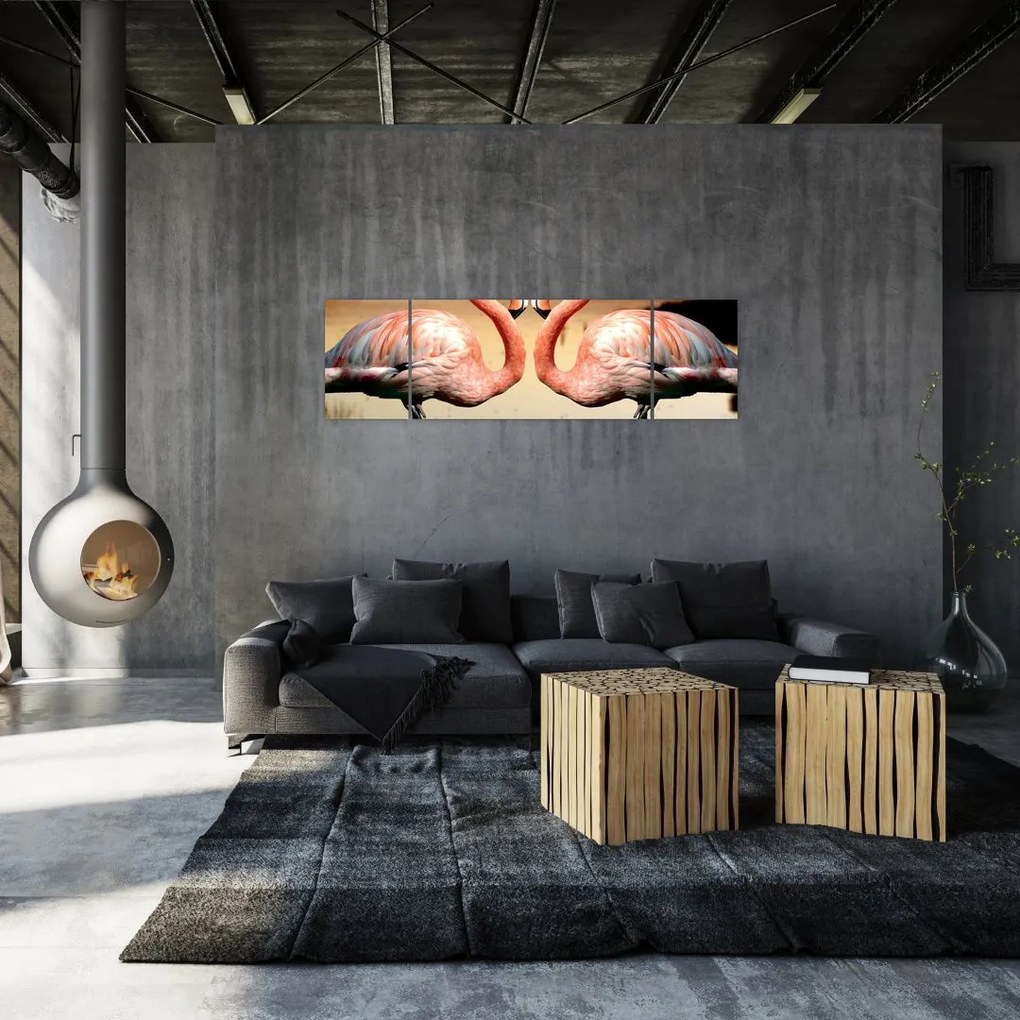 Obraz - dwa flamingi (170x50 cm)