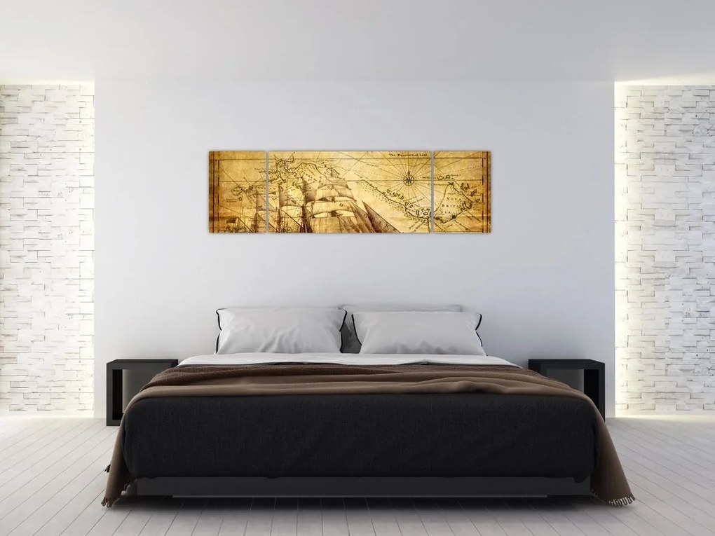 Obraz - Stara mapa (170x50 cm)