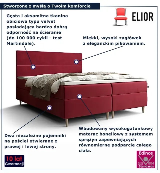 Czerwone łóżko z pojemnikiem na pościel 7 rozmiarów G3-D78