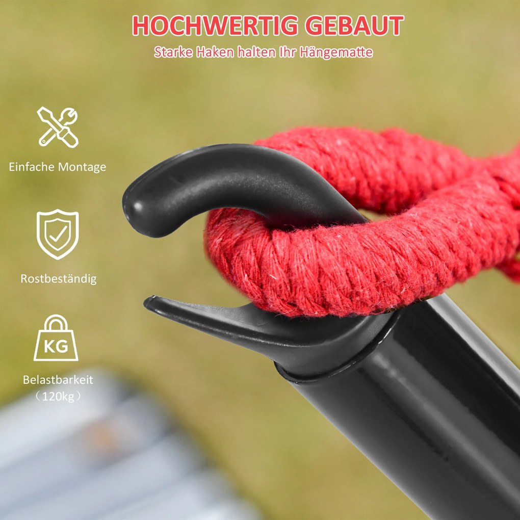 Nowoczesny Stojak na Hamak Outsunny do 305 cm, Metalowy, Czarny, z Antypoślizgowymi Stopami