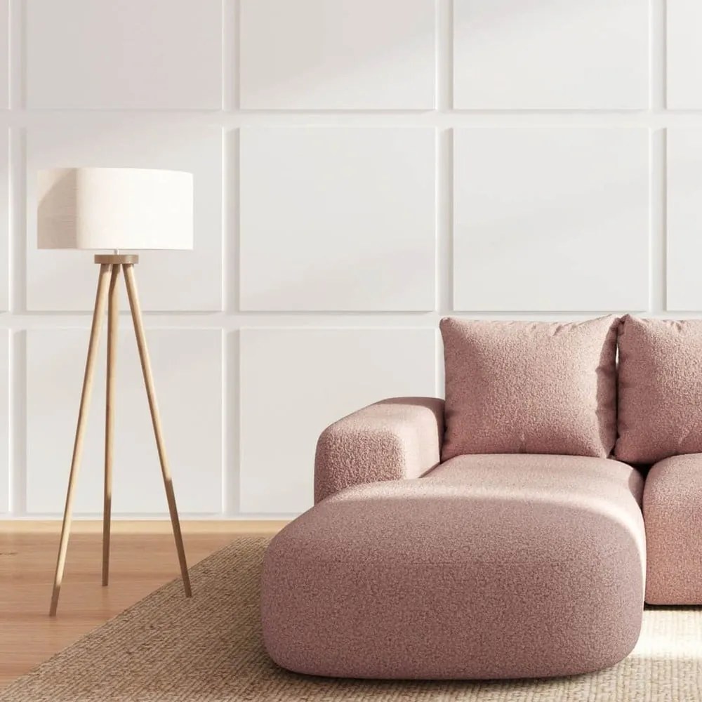 Różowy narożnik z materiału bouclé (lewostronny/z szezlongiem) Monce – Rodier