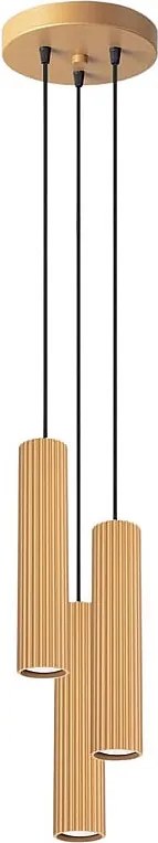 Lampa Wisząca Minimalistyczny Karbon, Aluminium - 3 Źródło - L.19.5 X H.108 Cm - Złoty
