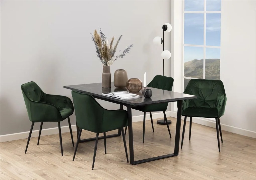 Nierozkładany stół do jadalni z blatem w optyce marmuru Amble 160x90