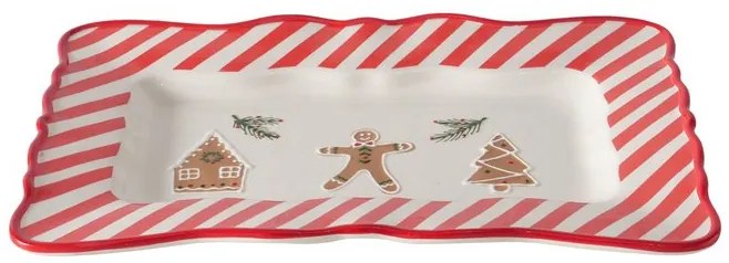 Ceramiczny półmisek w świątecznych kolorach, 39 x 25 cm