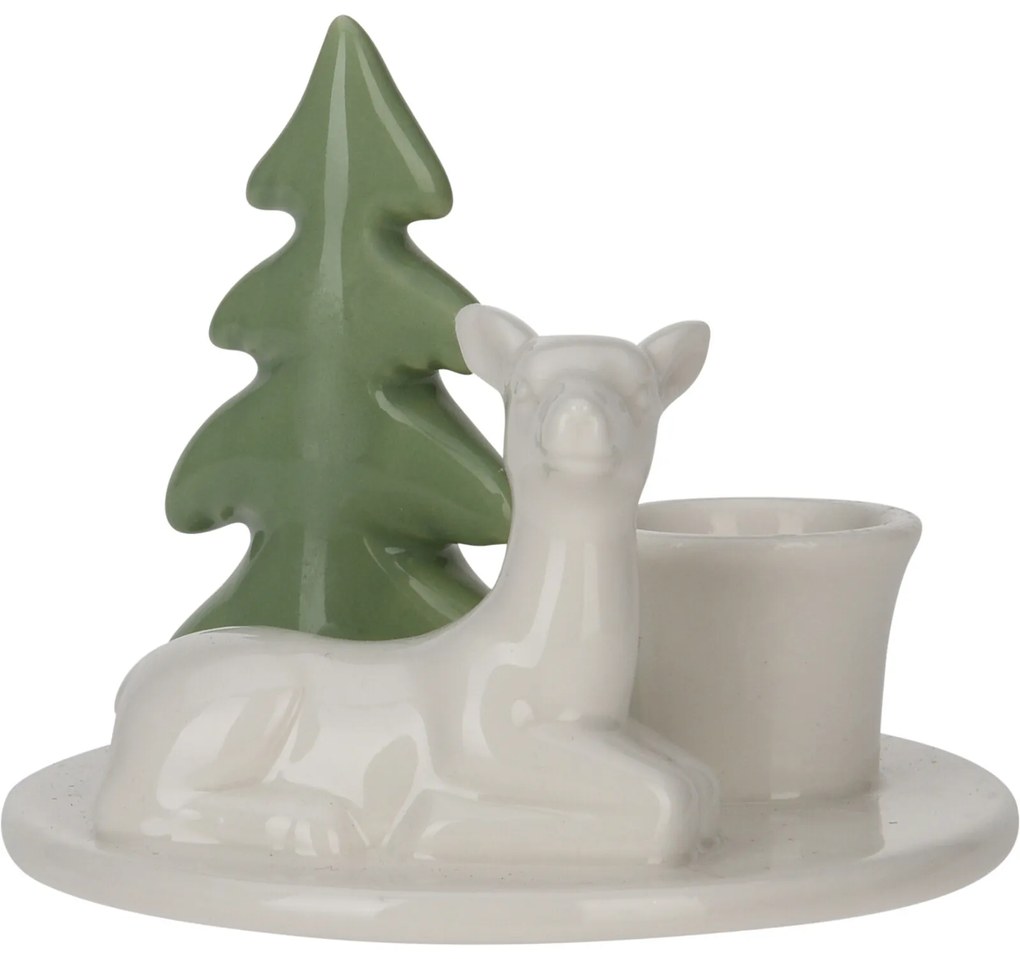 Świecznik ceramiczny z choinką, 8 cm