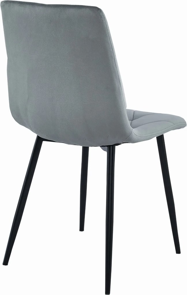 PROMOCJA Szare aksamitne krzesło do jadalni LIBRA z czarnymi nogami II gatunek