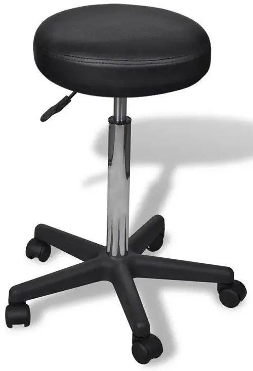 Zestaw czarnych okrągłych taboretów na kółkach B1-M09