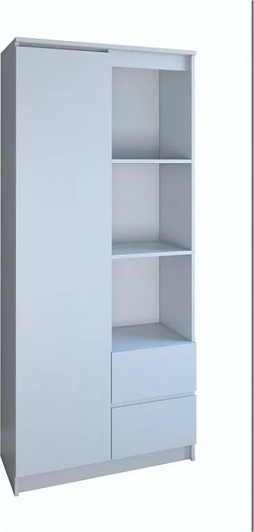 Regał Bily RS-80 | Biały | 80x35x180 cm | 7 Półek 2 Szuflady