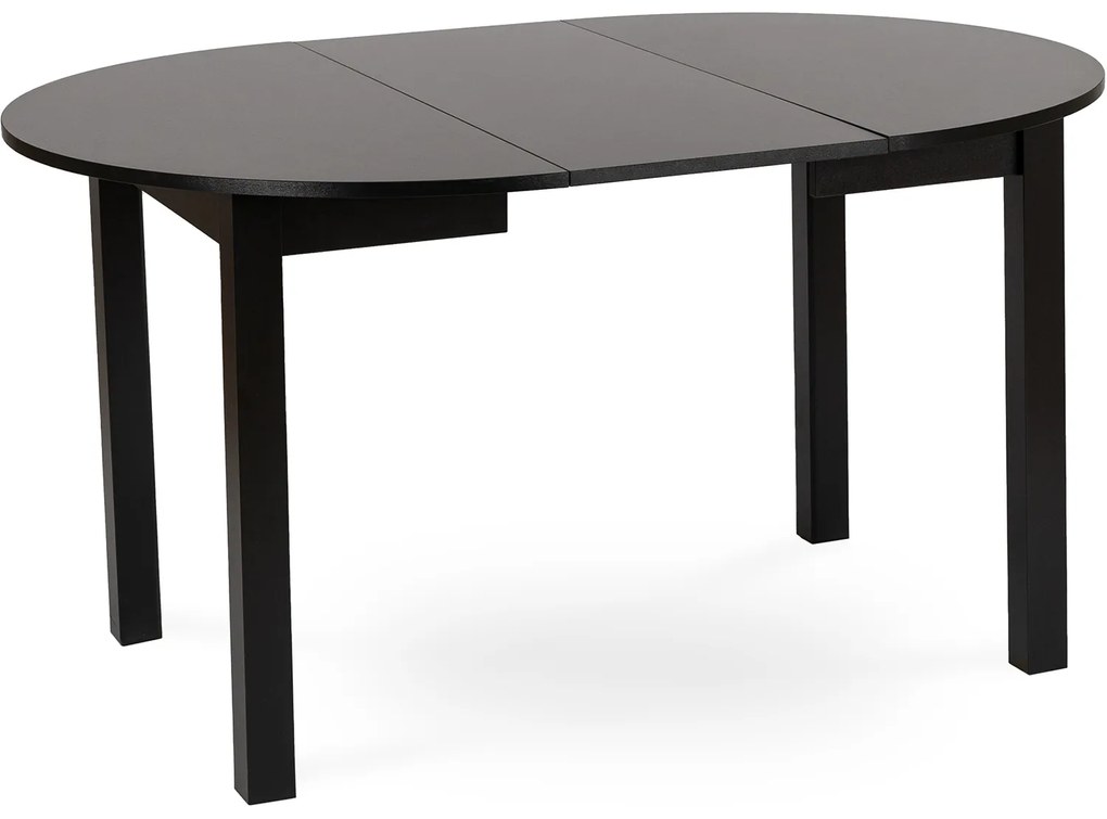 Zestaw Stół Okrągły Rozkładany HARRY 102-142 cm Czarny i 4 Krzesła Tapicerowane RICK Bordowe Nowoczesne Loft