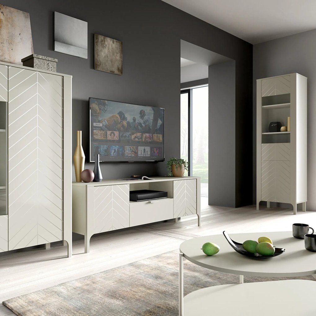 Szafka RTV stojąca ALICANTE 160 cm do Salonu pod Telewizor z 1 Szufladą - Kaszmir