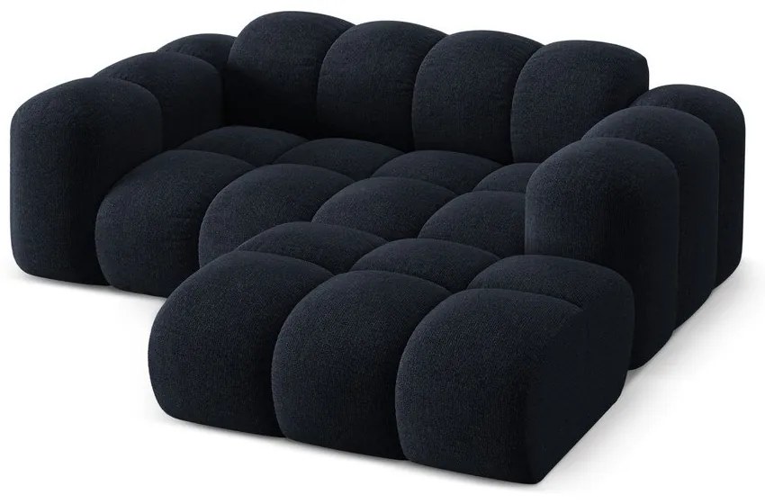 Ciemnoniebieski narożnik z tkaniny szenilowej (prawostronny/z szezlongiem) Treno – Cosmopolitan Design