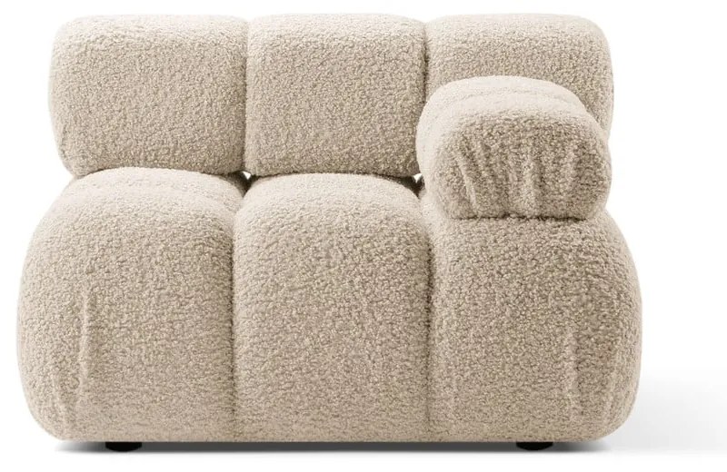 Beżowy moduł sofy z materiału bouclé (prawostronny) Bellis – Micadoni Home