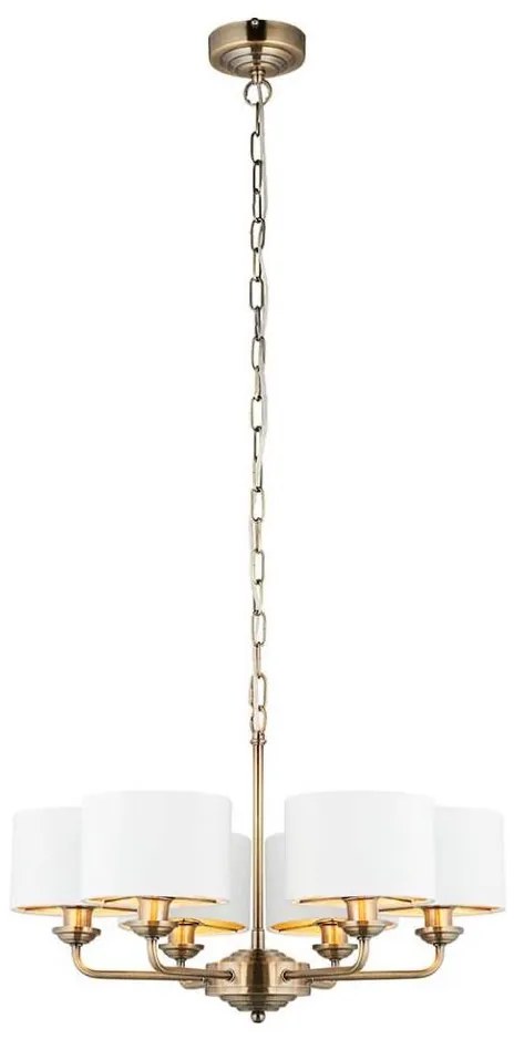 Endon 98936 - Żyrandol na łańcuchu HIGHCLERE 6xE14/28W/230V biały/mosiądz