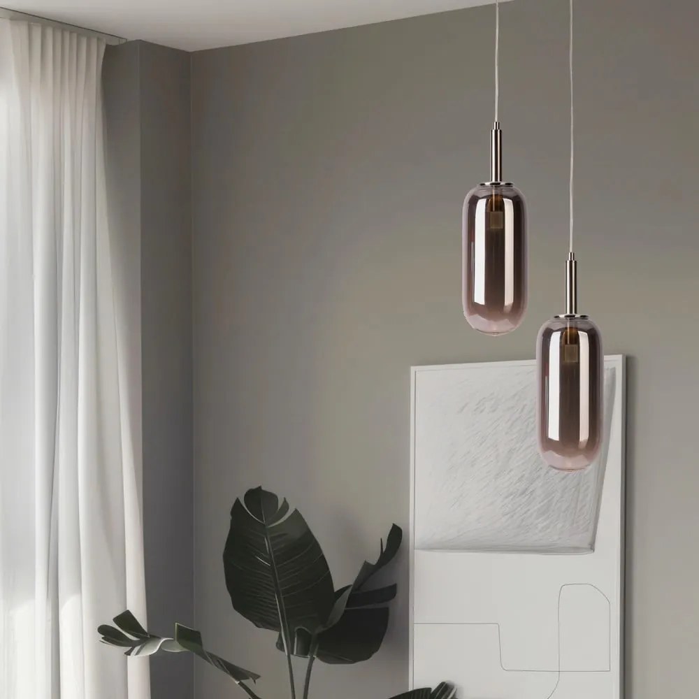 Antracytowa lampa wisząca LED ze szklanym kloszem ø 13 cm Fiuggi – Candellux Lighting