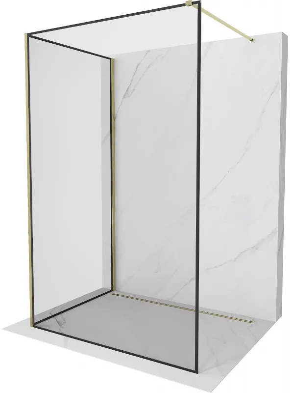 Mexen Kioto ścianka prysznicowa Walk-in 110 x 100 cm, czarny wzór, złota - 800-110-212-50-70-100