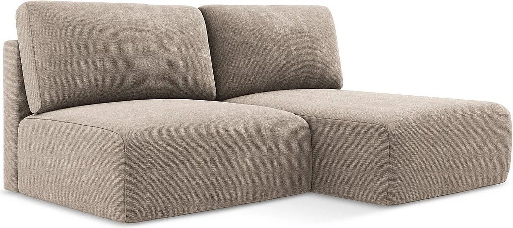 Otwarty Prawy narożnik z funkcją spania - z tkaniny szenilowej - ciemny beż - KONA