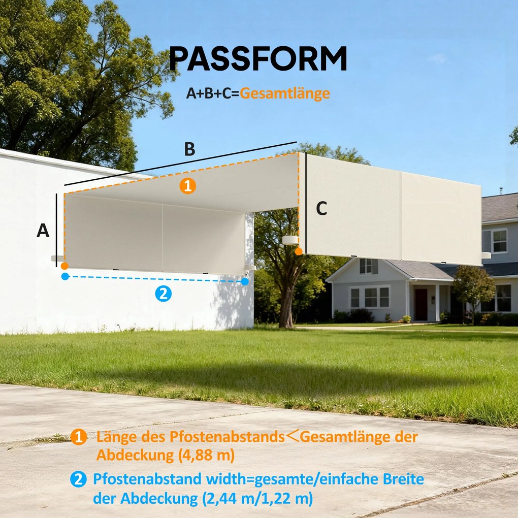 Outsunny Zastępczy dach do pergoli z ochroną UV, żagiel przeciwsłoneczny do zadaszenia tarasu dla pawilonu 3 x 3 m, kremowo-biały | Aosom PL