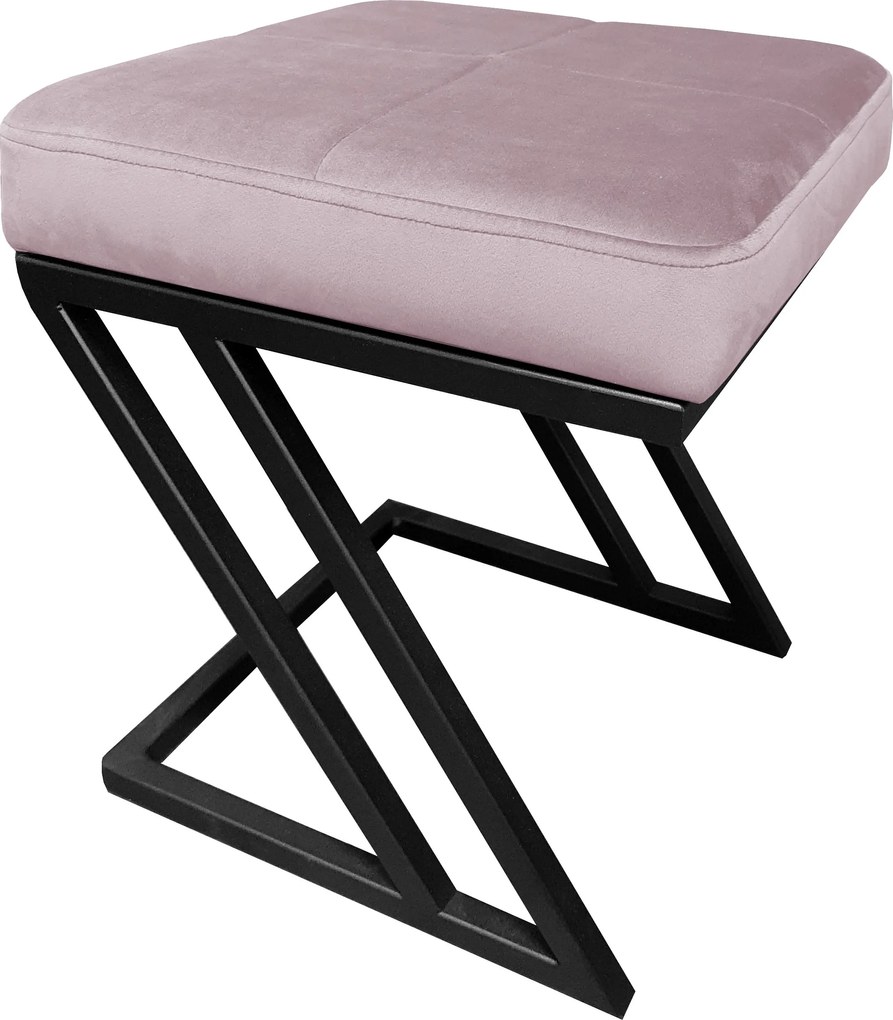 Pufa ZETA tkanina Welur loft ławka podnóżek metal : Kolor Stelaża - Czarny , Kolor tkaniny - VELVET - MG55, Typ tkaniny - Velvet