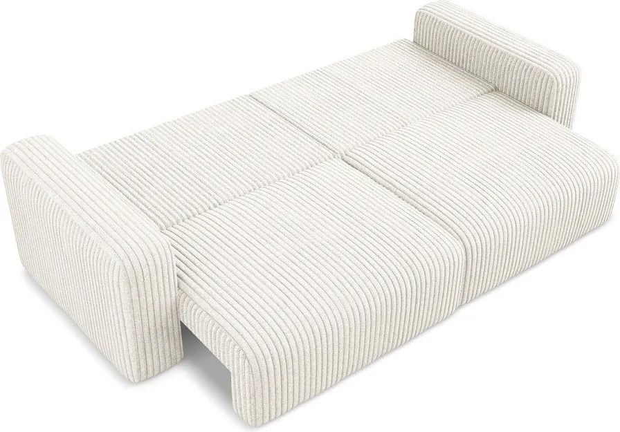 Kremowa sztruksowa rozkładana sofa ze schowkiem 252 cm Kona – Makamii