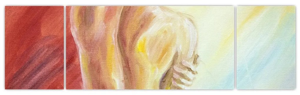 Obraz odpoczywającej kobiety, obraz olejny (170x50 cm)