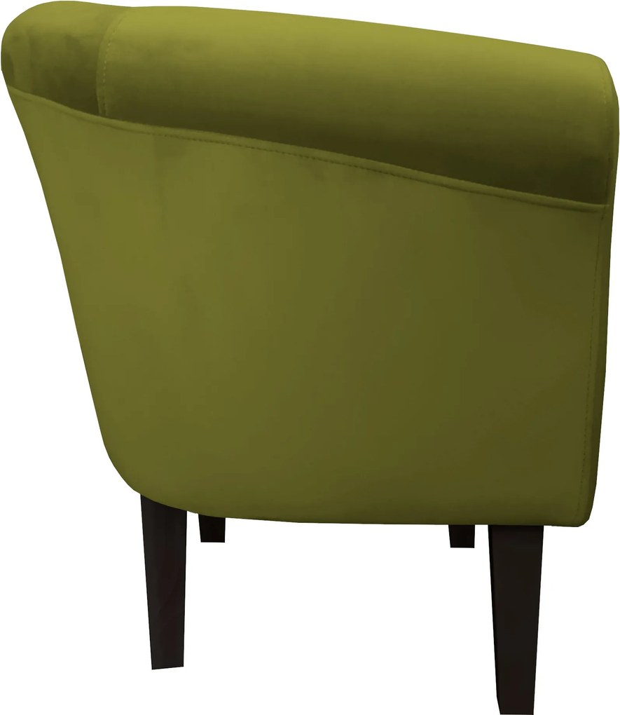 Fotel Milo tkanina Welur wygodny fotel tapicerowany do salonu i sypialni : Kolor nogi - Venge, Kolor tkaniny - VELVET - BL75, Wysokość nogi - 20 cm