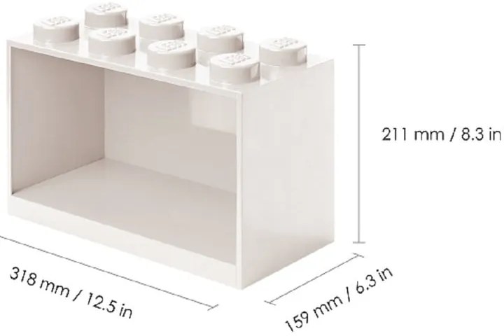 Zestaw 2 dziecięcych czerwonych półek ściennych LEGO® Brick