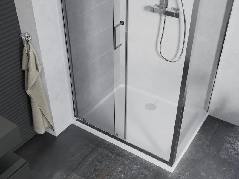 Mexen Apia kabina prysznicowa rozsuwana 90 x 70 cm, transparent, chrom + brodzik Flat - 840-090-070-01-00-4010