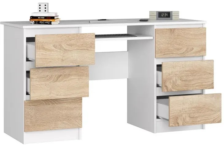 Biurko młodzieżowe białe+dąb sonoma K3-T01