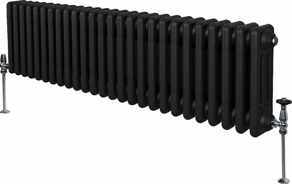 Tradycyjny grzejnik 3-kolumnowy - 300 x 1192 mm - czarny