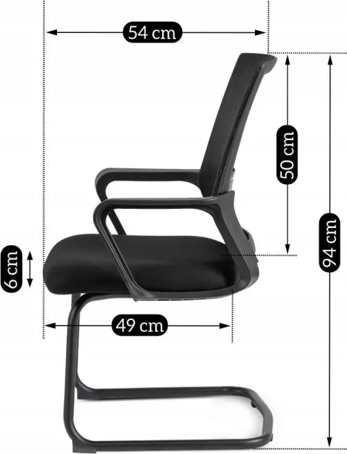 Krzesło Konferencyjne Biurowe TAMMY Na Płozach Czarne Nowoczesne