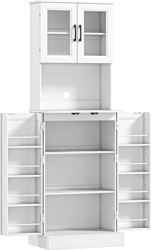 HOMCOM Biała szafka kuchenna z regulowaną półką drzwi akrylowe otwór na kable do kuchni i salonu | Aosom PL