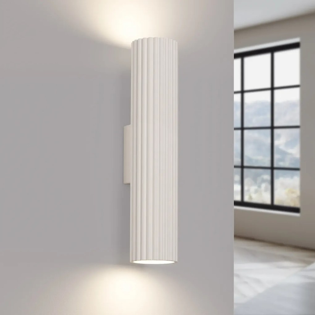 Kinkiet KARBON 30 beżowy ryflowany SOLLUX  LIGHTING