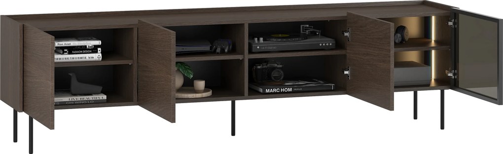 Szafka RTV Dunari 220 cm z metalowymi nogami - dąb dunin