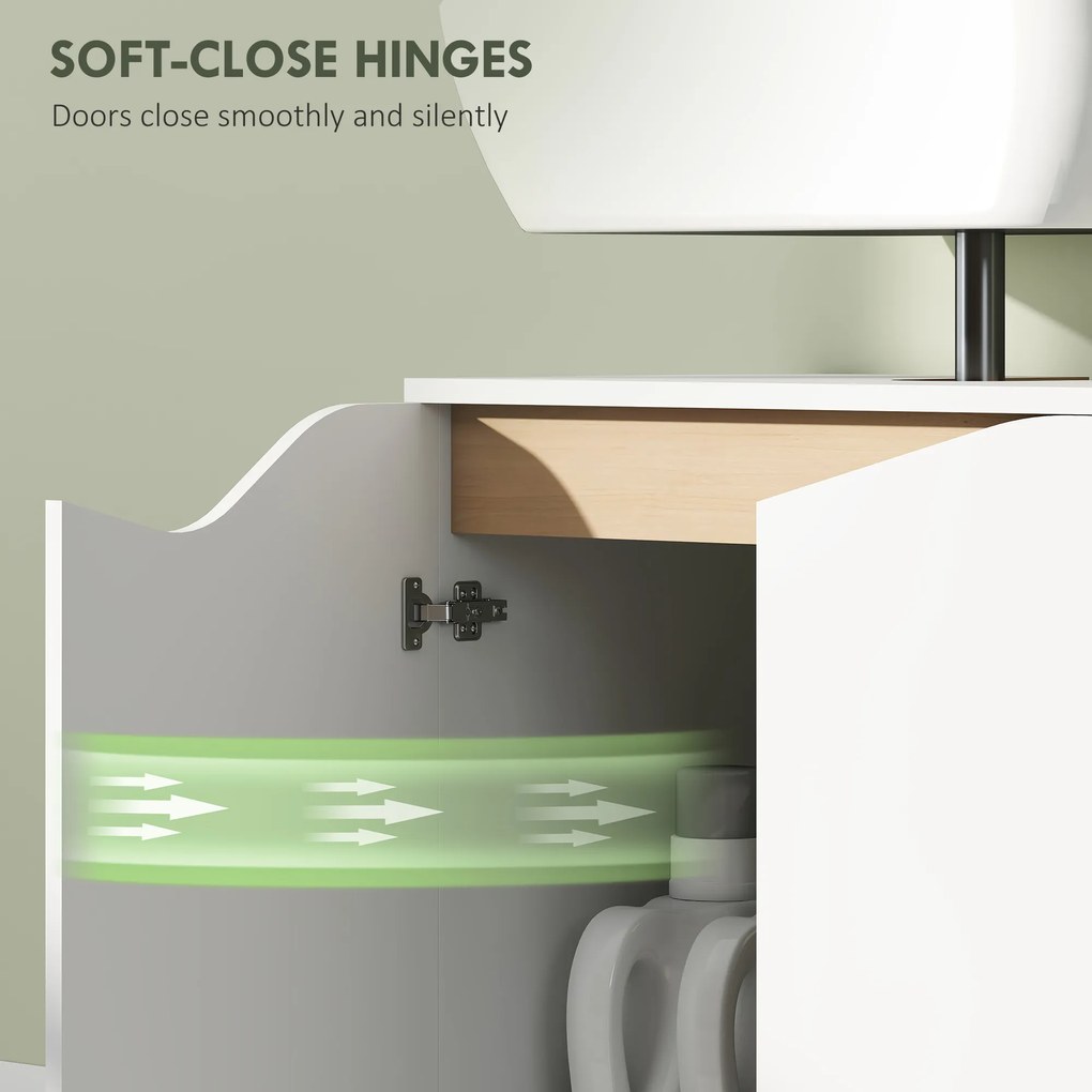 HOMCOM Szafka pod umywalkę, szafka łazienkowa z drzwiami Soft-Close, biały, 60 x 35 x 57,9 cm | Aosom PL