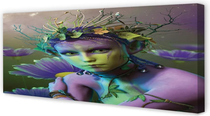 Duży obraz na płótnie Elfka wśród Kwiatów