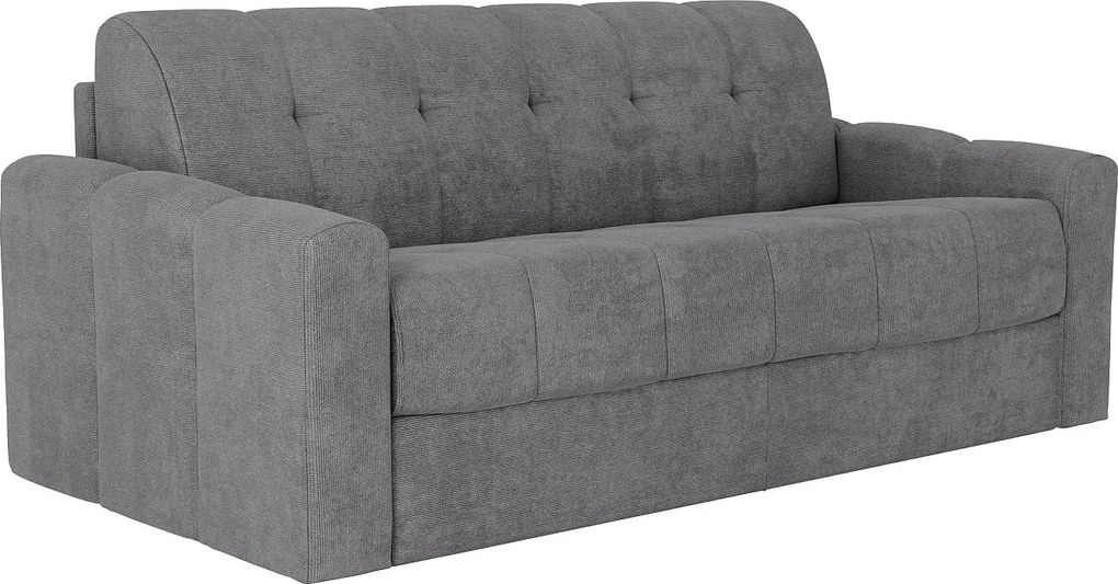 Kanapa 3-osobowa rozkładana typu express z tkaniny teksturowanej szarej - Powierzchnia spania 140 cm - Materac 22 cm z pamięcią kształtu - DARIELO