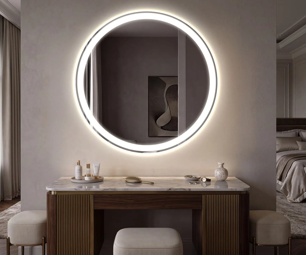 Lustro Okrągłe do Sypialni Podświetlane LED L76