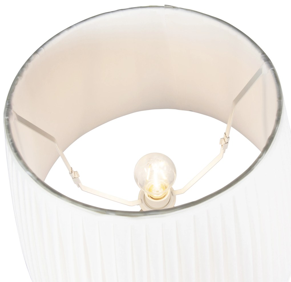 Klasyczna lampa podłogowa szara klosz plisowany kremowy 45cm - Classico Retro Oswietlenie wewnetrzne