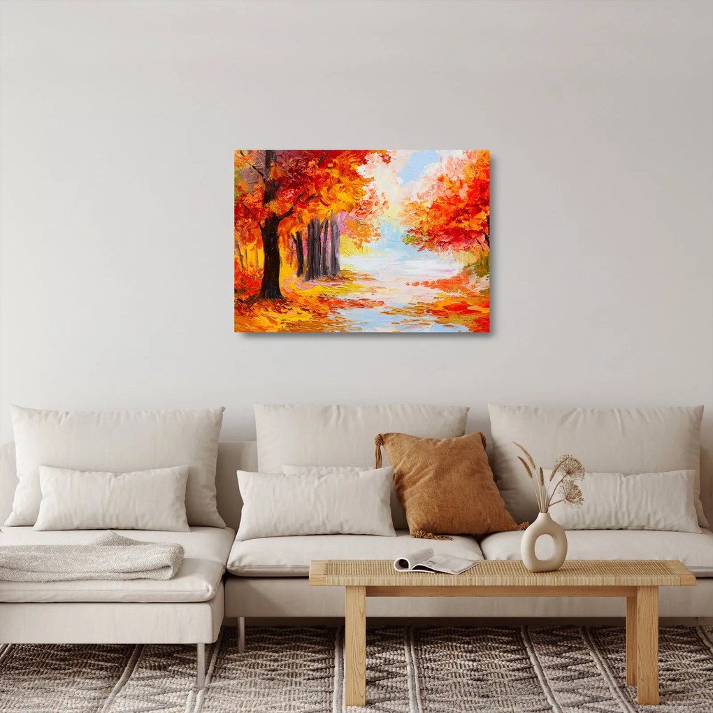 Obraz na szkle - Obraz na szkle olejny, kolorowa jesień (70x50 cm)