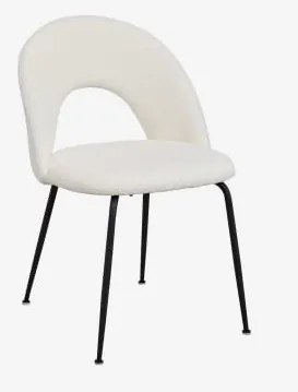 Zestaw 4 Tapicerowanych Krzeseł Jadalnianych Glorys Czarny & Chenille Biały & Borreguito - Sklum