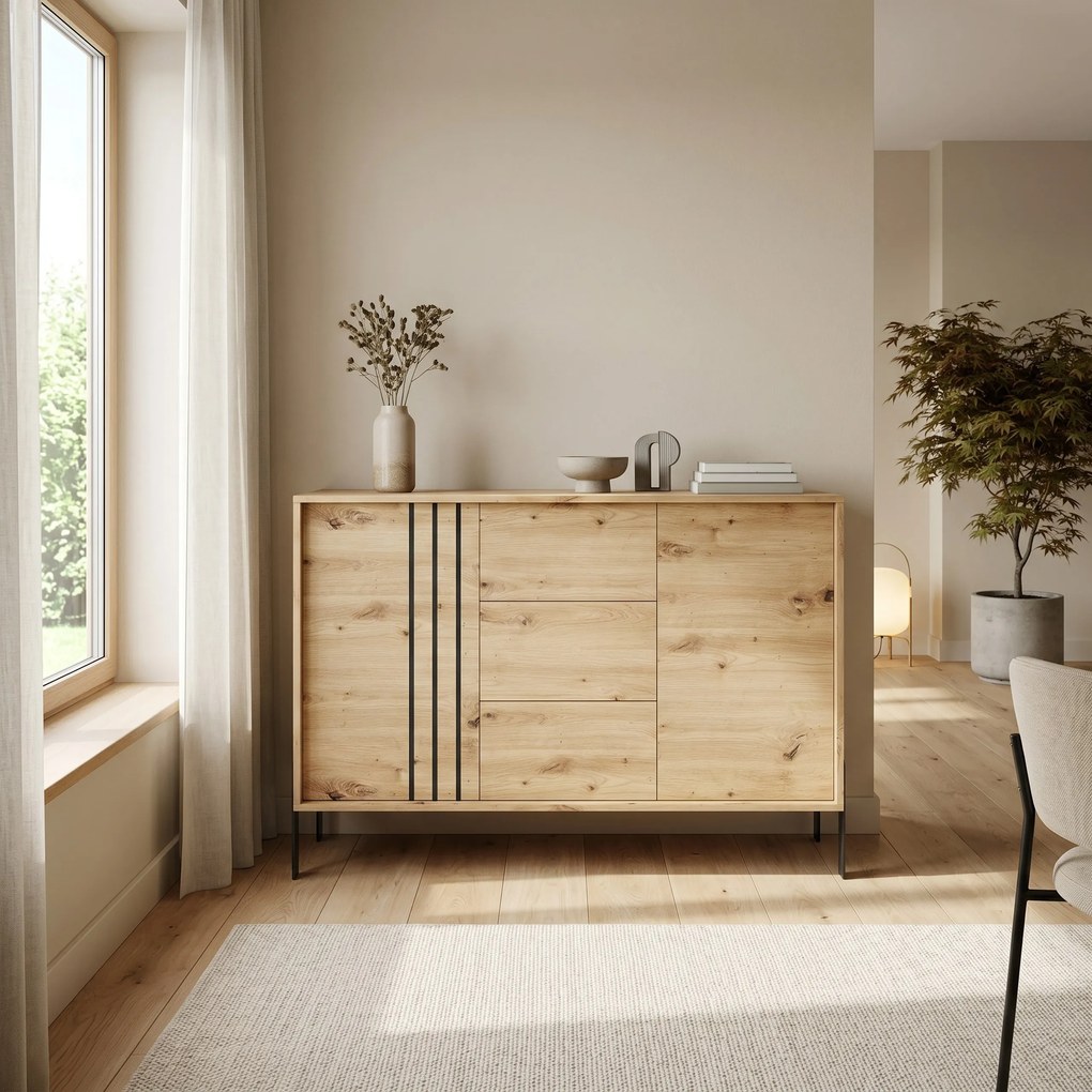 Komoda VALOZA 120 cm do Salonu Sypialni Dąb artisan