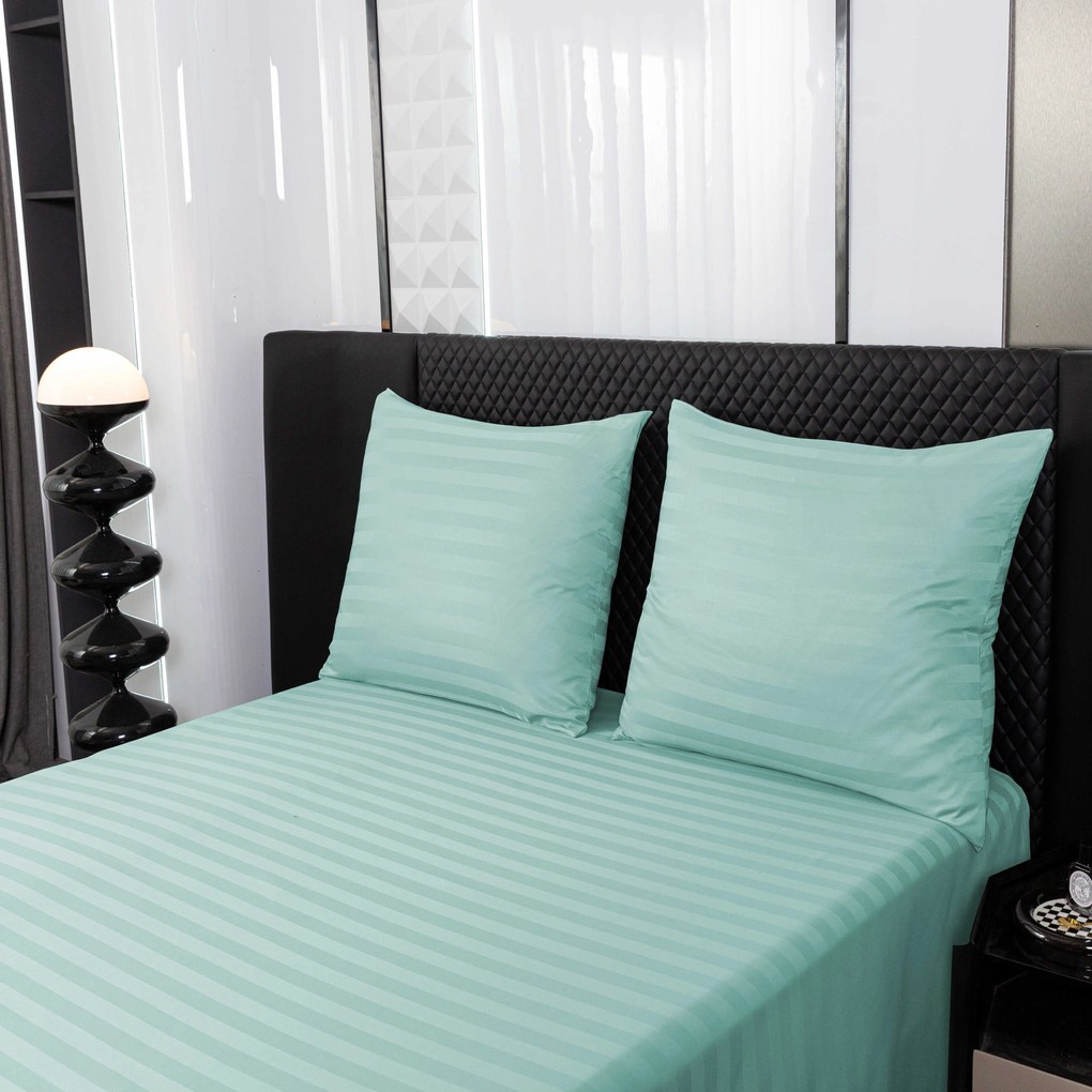 PrzytulneMieszkanie.pl PrzytulneMieszkanie.pl Hotelowa pościel z mikrofibry JASMINE miętowa - pasek 2 cm Rozmiar pościeli: 2 szt 70 x 90 cm | 200 x 220 cm