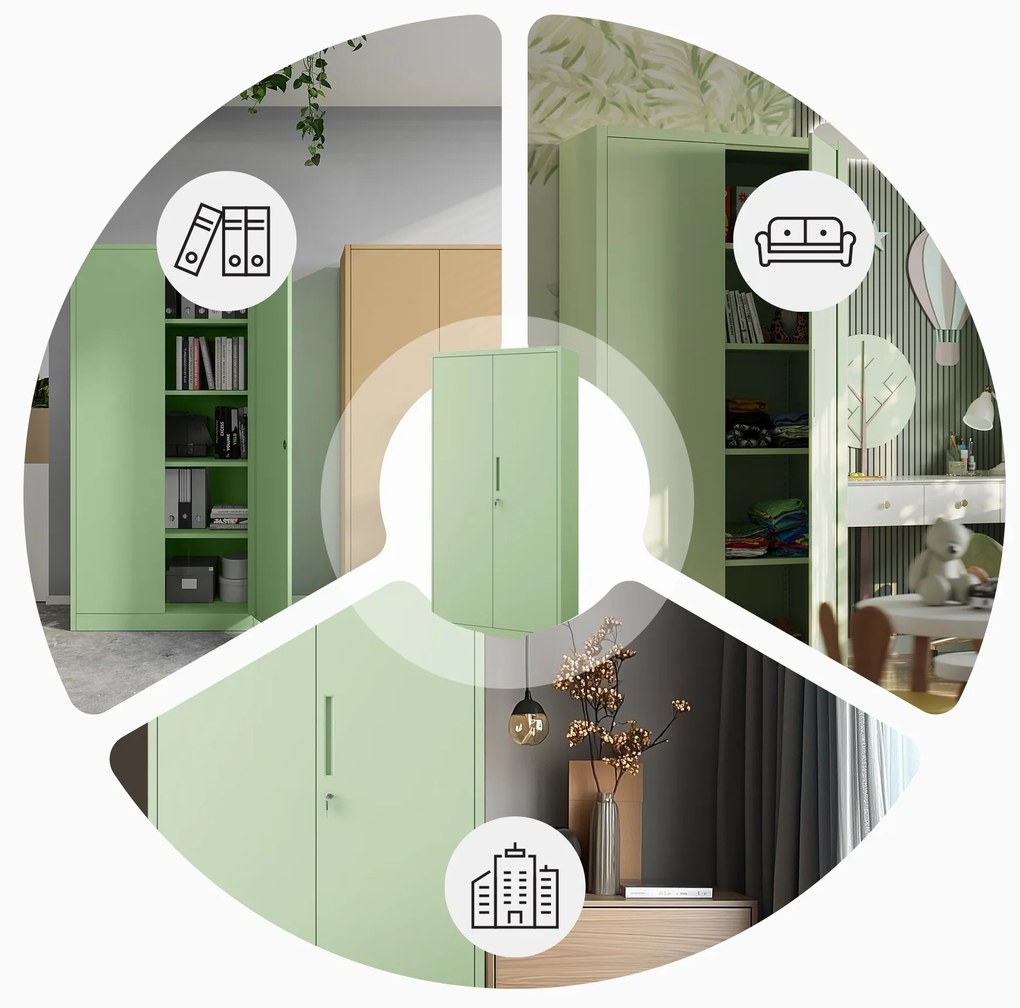 Szafa na dokumenty biurowa metalowa pastelowy zielony : Fresh Style JAN H 900 x 1950 x 400 mm