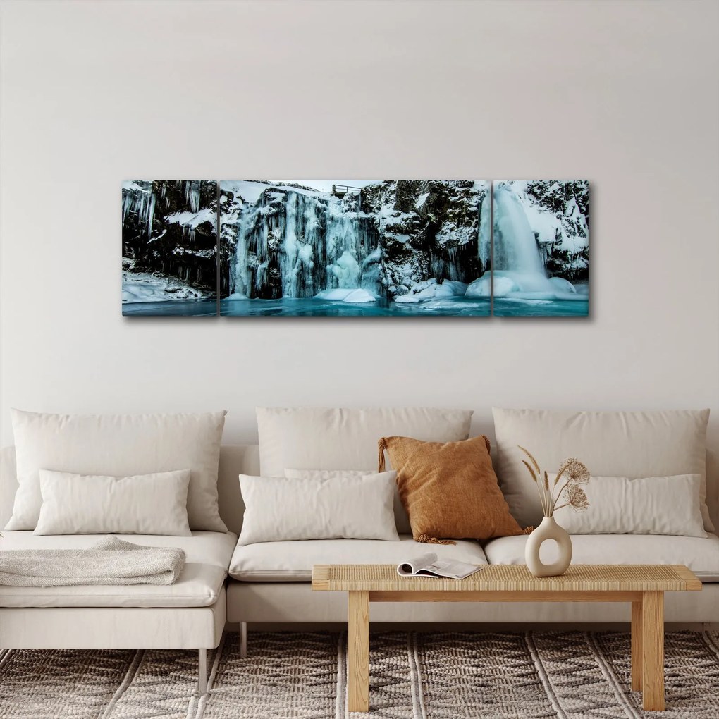 Obraz zamarzniętych wodospadów (170x50 cm)