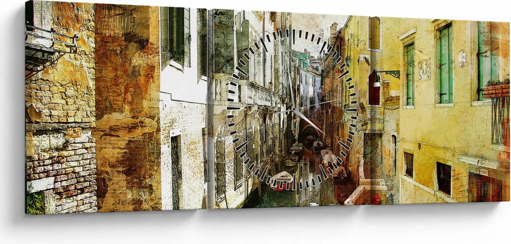 Obraz - Aleja w Wenecji (z zegarem) (90x30 cm)
