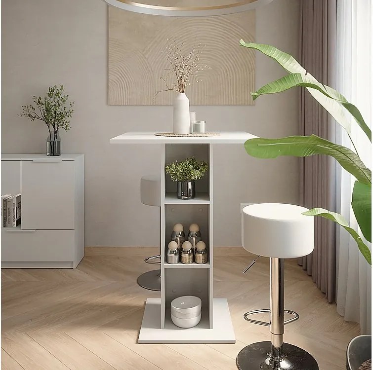 Zestaw stołu barowego biały 75x75x106 repose