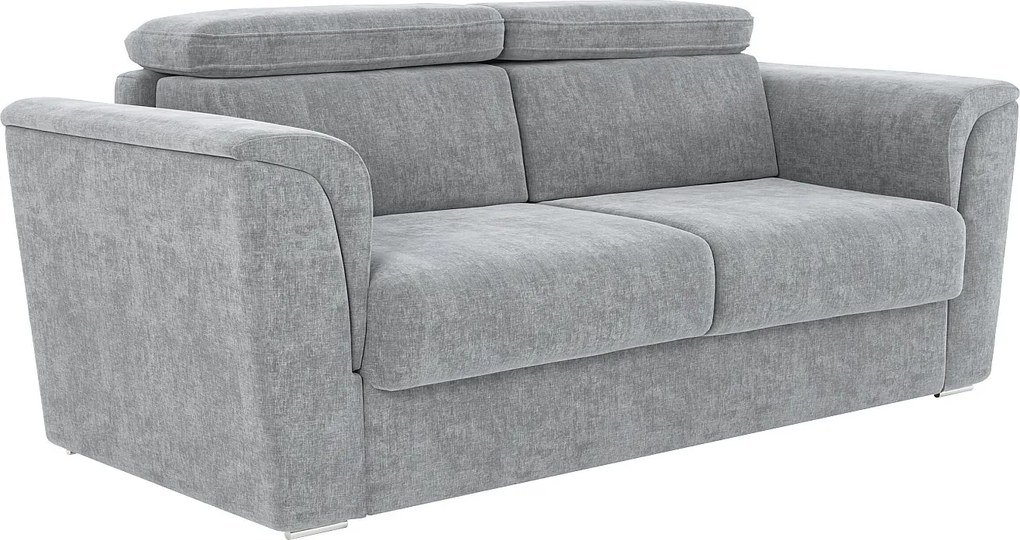 Kanapa 3-osobowa rozkładana typu express z szarą tapicerką - Powierzchnia spania 140 cm - Materac 22 cm z pamięcią kształtu - RIZORA