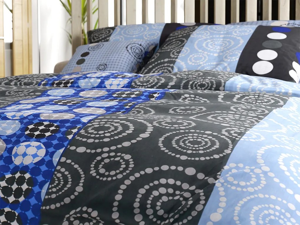 PrzytulneMieszkanie.pl PrzytulneMieszkanie.pl Pościel bawełniana CIRCLES BLUE, niebieska Rozmiar pościeli: 70 x 90 cm | 140 x 200 cm