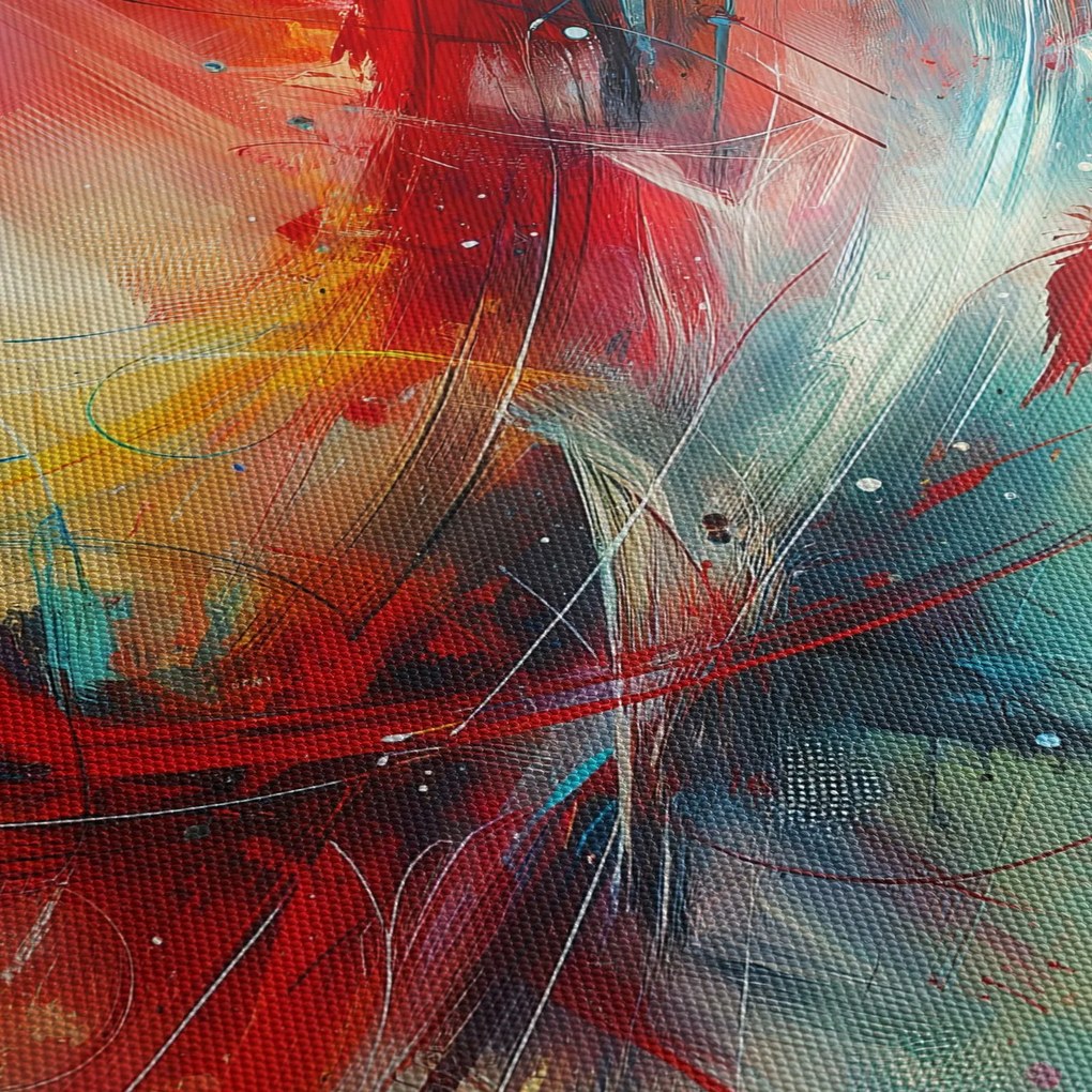 Obraz – Abstrakcja z czerwienią (125x70 cm)