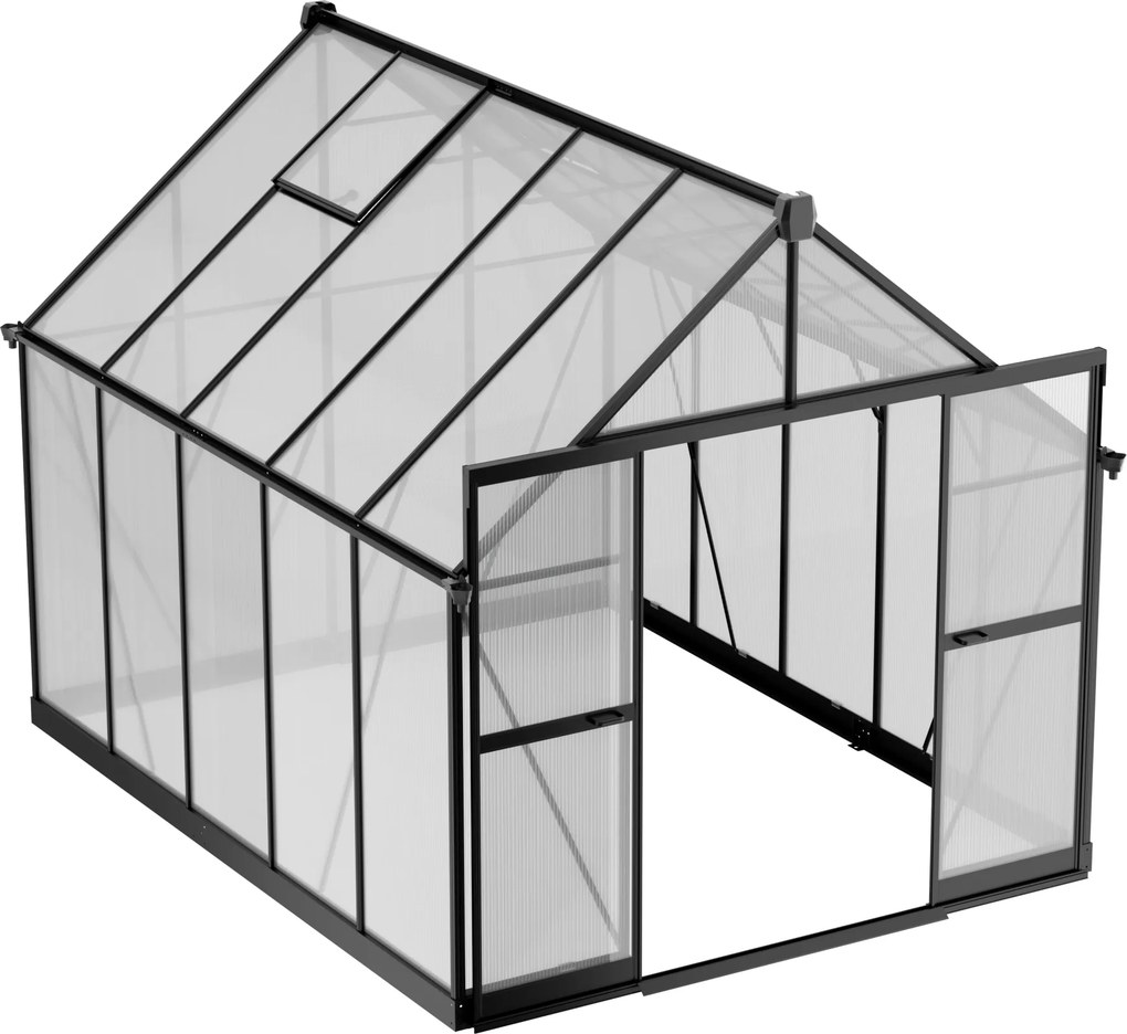 Szklarnia 234 x 244 x 312 cm, wzmocniona konstrukcja, poliwęglan 6 mm